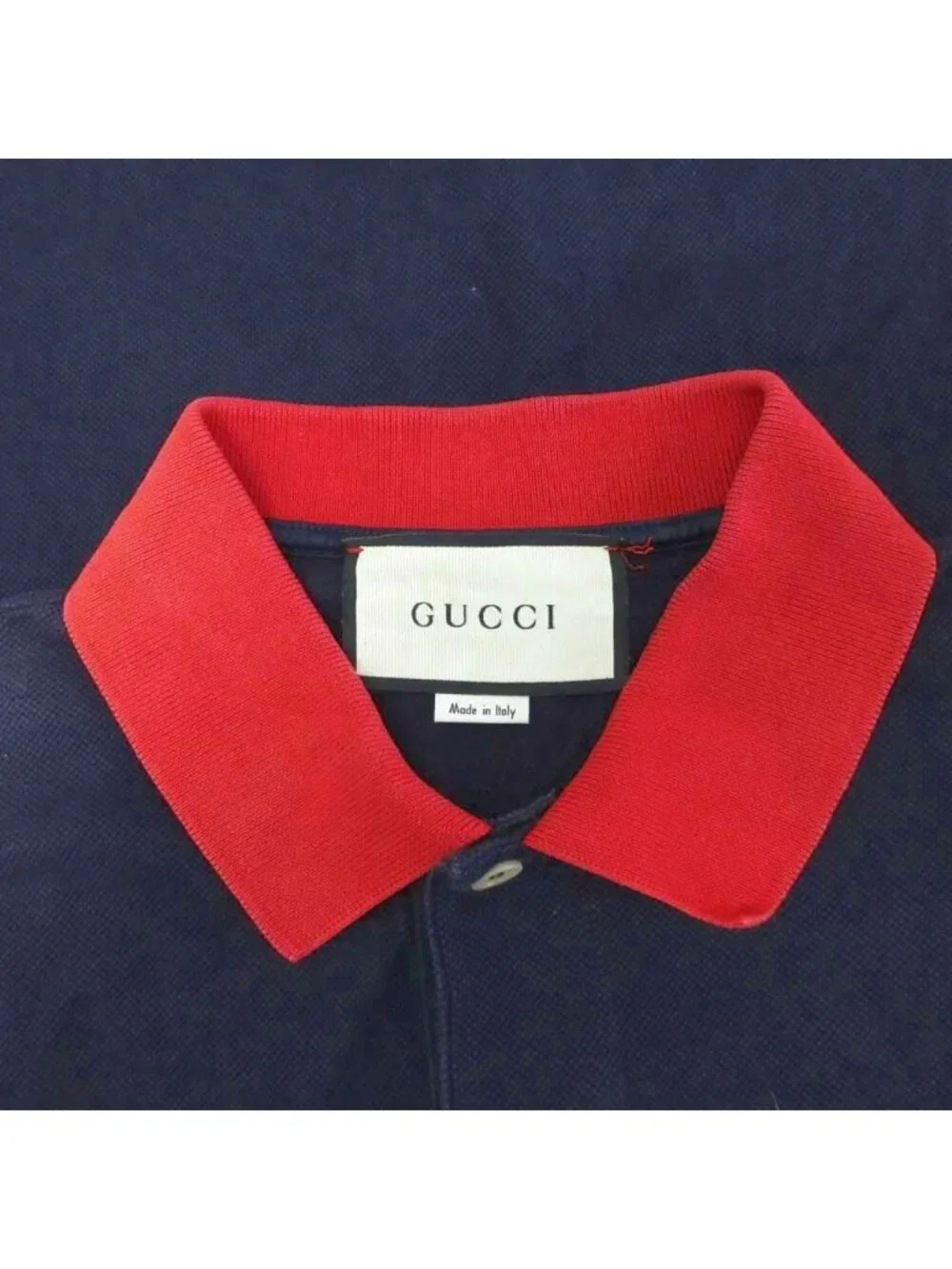 Gucci GG Logo Polo Shirt Short Sleeve Embroidery Cotton x S Navy